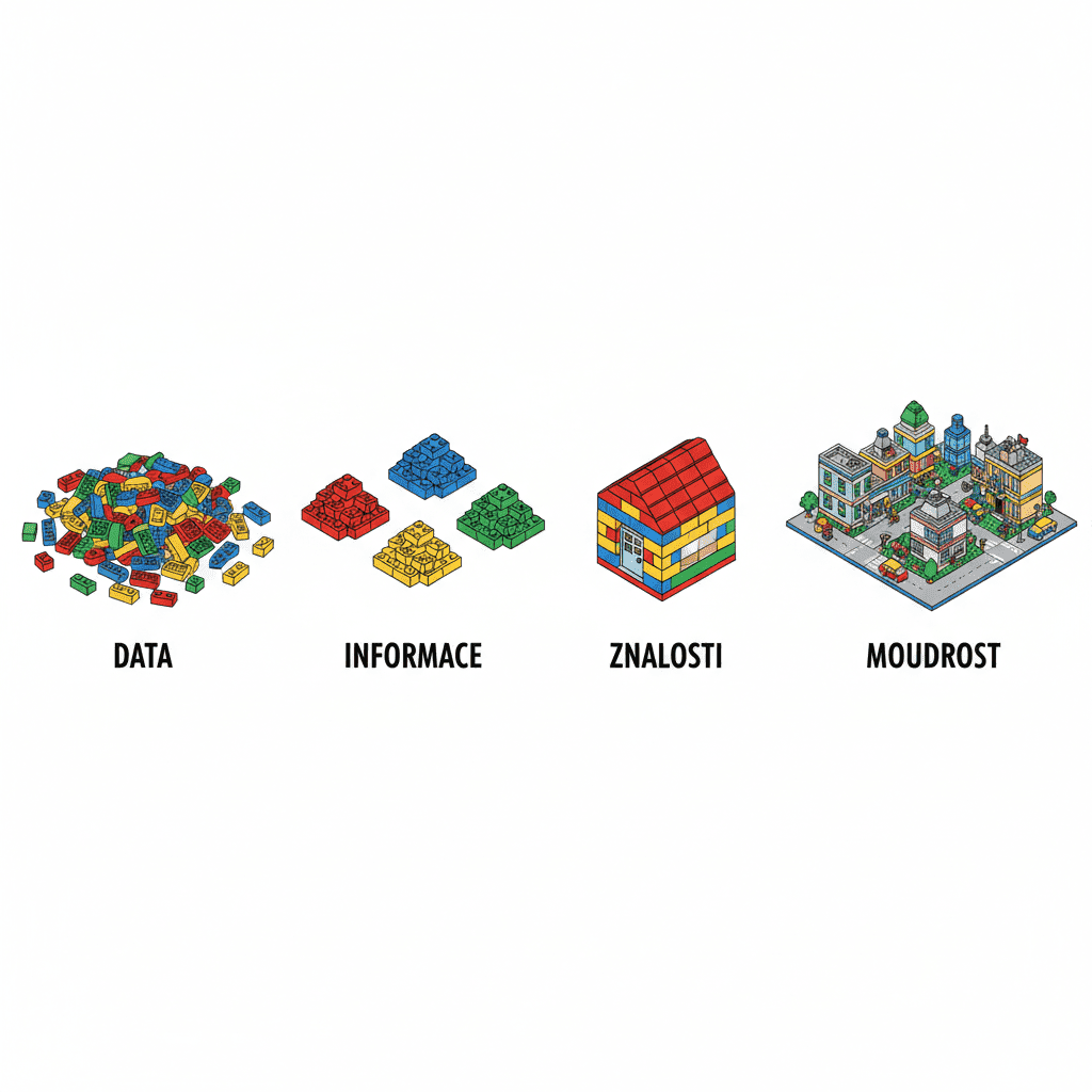 Pyramida DIKW z LEGO kostek